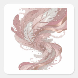 Glänzendes Silber FEDERN IM WIND Sticker Grafik
