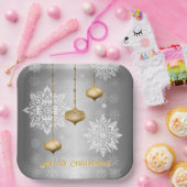 Glänzendes Silber Frohe Weihnachten Pappteller (Party)
