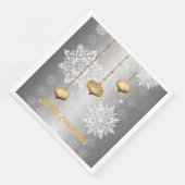 Glänzendes Silber Frohe Weihnachten  Serviette (Ecke)