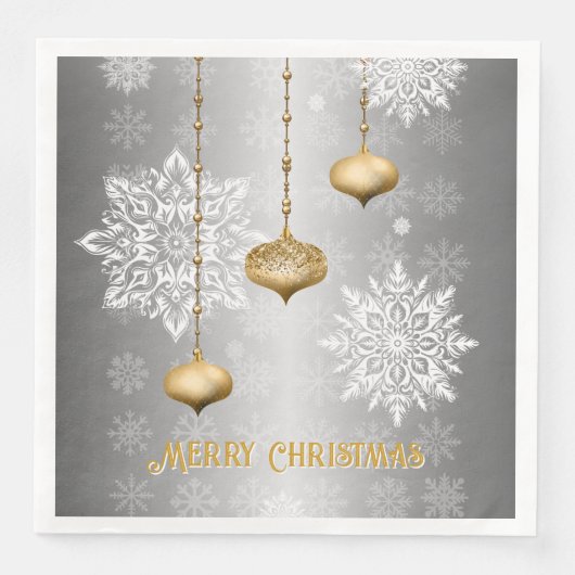 Glänzendes Silber Frohe Weihnachten  Serviette (Vorderseite)