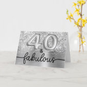 Glänzendes Silber Glam 40 und Fabelhaft Karte (Gelbe Blume)
