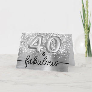 Glänzendes Silber Glam 40 und Fabelhaft Karte