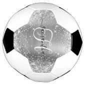 Glänzendes Silber Glam Monogramm Fußball (Gedreht)