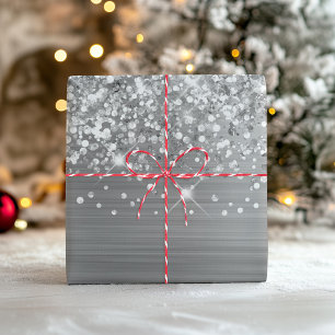 Glänzendes Silber Glamour Geschenkpapier Set