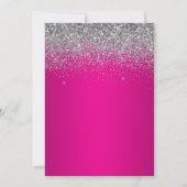Glänzendes Silber-Glitter-Hot-Pink-Gradient Sweet Einladung (Rückseite)