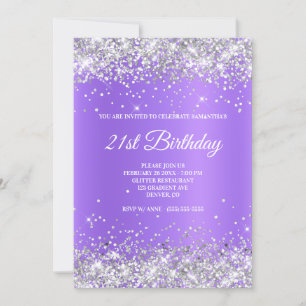 Glänzendes Silber Glitter Lavendel Lila Schimmer Einladung