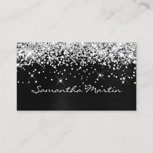 Glänzendes Silber Glitter Schwarze Folie Visitenkarte