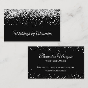 Glänzendes Silber Glitter Solides Schwarz Farbe Visitenkarte