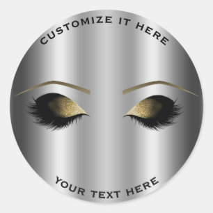 Glänzendes Silber Gold Make-up Wimpern Glamour Cus Runder Aufkleber