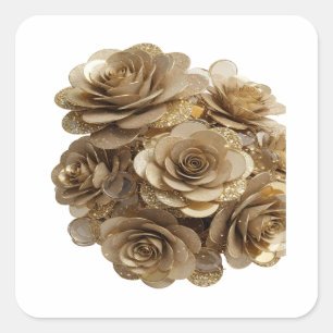 Glänzendes Silber GOLDENE ROSEN Sticker Grafik
