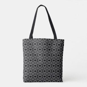 Glänzendes Silber-Grau- und Schwarz-Diamantmuster Tasche