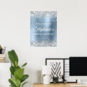 Glänzendes Silber Hellblau Folie Brautparty Poster (Heimbüro)