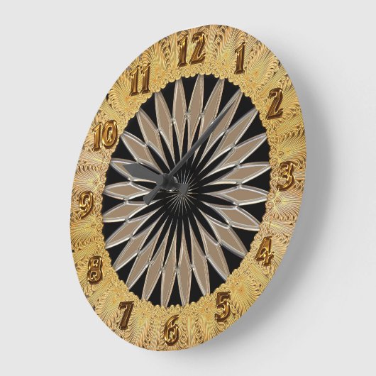 Glänzendes Silber und schwarze Glasbeschaffenheit Große Wanduhr (Winkel)