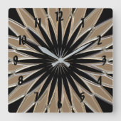 Glänzendes Silber und schwarze Glasbeschaffenheit Quadratische Wanduhr (Vorderseite)