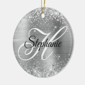 Glänzendes Silberfolie-Monogramm Keramik Ornament (Links)