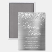 Glänzendes Silberfolie Save the Date Magnet (Vorderseite/Rückseite)