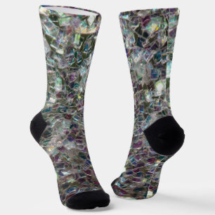 Glänzendes silbergraues Mosaik-Kunststoff-Glitter Socken