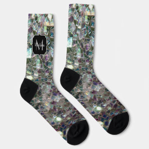 Glänzendes silbergraues Mosaik-Kunststoff-Glitzer- Socken