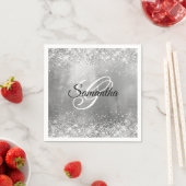 Glänzendes silbernes Folien-Fancy-Monogramm Serviette (Beispiel)