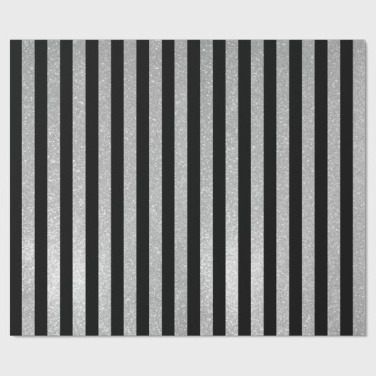 Glänzendes silbernes Glitterschwarzes gestreiftes Geschenkpapier (Flach)