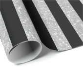 Glänzendes silbernes Glitterschwarzes gestreiftes Geschenkpapier (Rolleneckpunkt)