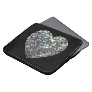 Glänzendes silbernes Mosaik Glitter Herz Laptopschutzhülle