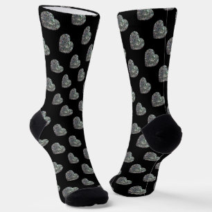 Glänzendes silbernes Mosaik-Glitter-Herzen-Muster Socken