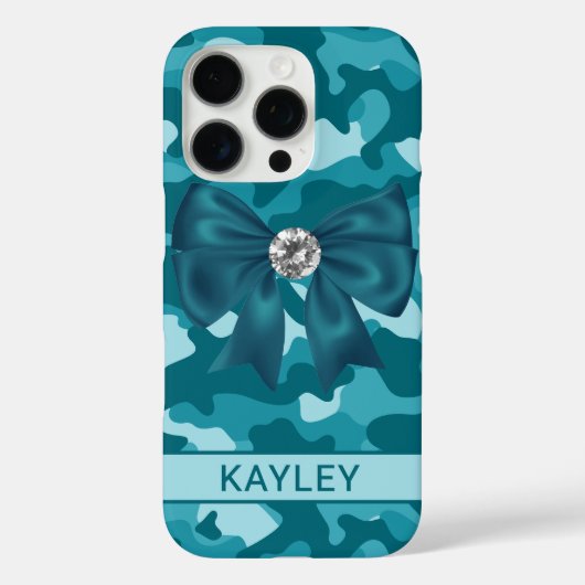 Glänzendes Türkis-Tarnmuster Personalisiert Case-Mate iPhone Hülle (Rückseite)