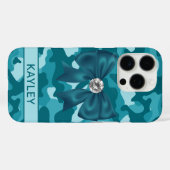 Glänzendes Türkis-Tarnmuster Personalisiert Case-Mate iPhone Hülle (Rückseite (Horizontal))