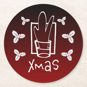 Glänzendes Weihnachtsglas Runder Pappuntersetzer