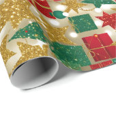 Glänzendes Weihnachtsmuster Geschenkpapier (Rolleneckpunkt)