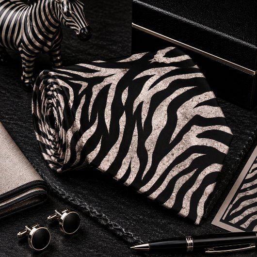 Glänzendes Zebra Wildtier-Muster Krawatte