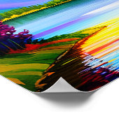 Glanzfarbener zeichn von Sonnenuntergang über dem  Poster (Ecke)