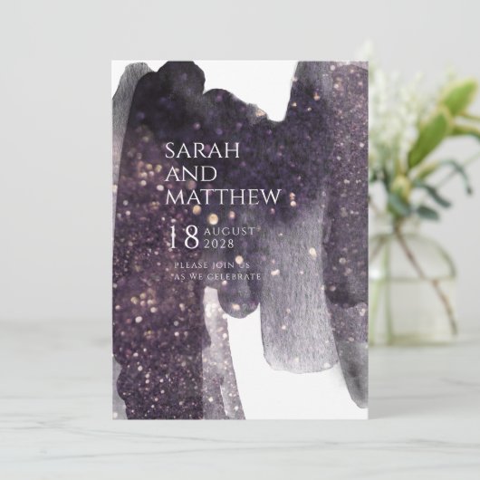 Glanzfarbenfrohe Pinselstriche Einladung (Stehend Vorderseite)