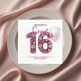 Glanzglanz Pink & White Gemstone Sweet 16 Serviette