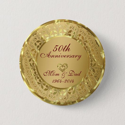 GlanzGold 50. Hochzeitstag Button (Vorderseite)