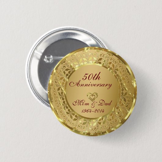 GlanzGold 50. Hochzeitstag Button (Vorne & Hinten)