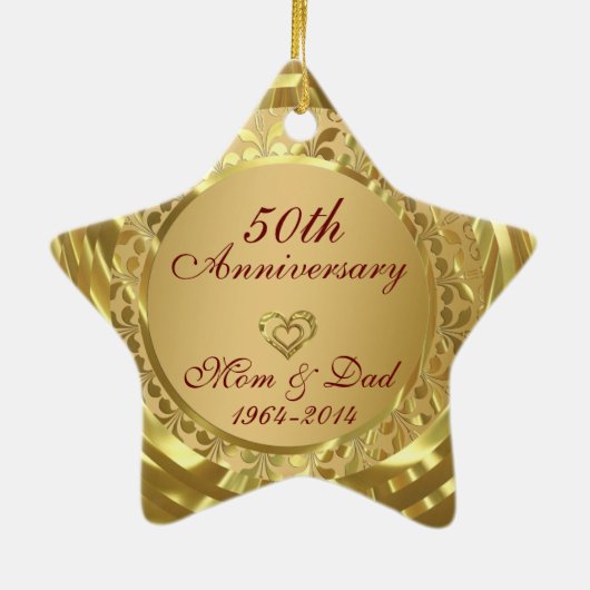 GlanzGold 50. Hochzeitstag Keramikornament (Hinten)