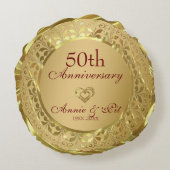 GlanzGold 50. Hochzeitstag Rundes Kissen (Rückseite)