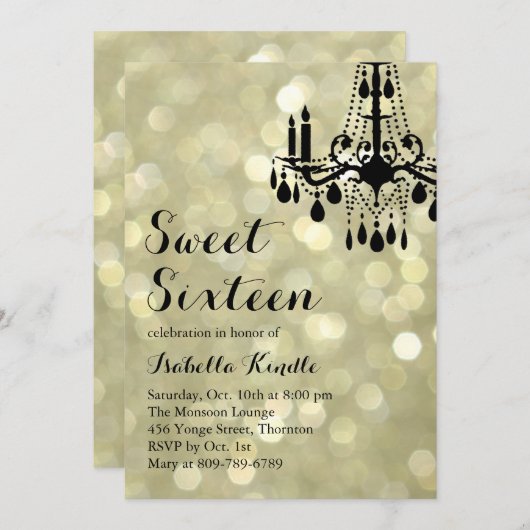 Glanzlichter Gold Ballroom Sweet 16 Einladung (Vorne/Hinten)