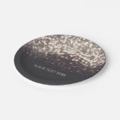 Glanzlichter Romantische Grau Moderne Hochzeit Pappteller (Schrägansicht)