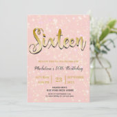 Glanzrosa | Süß 16 Einladung (Stehend Vorderseite)