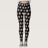 Glanzschädel und Blume Leggings (Vorderseite)