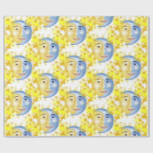 Glanzwackelpapier, Gelbe Stars aus Sonnenmond Geschenkpapier (Flach)