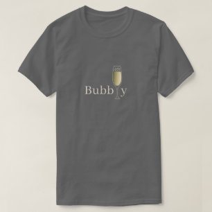 Glas aus Bubbly Champagne minimalistisch grau T-Shirt
