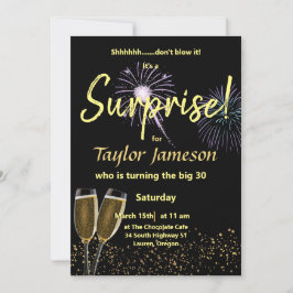 Glas aus schwarzem und goldenem Überraschungsglas Einladung