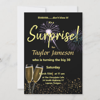 Glas aus schwarzem und goldenem Überraschungsglas Einladung