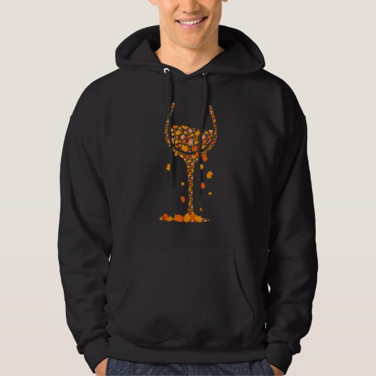 Glas aus Weinmapfelblättern Herbst Wein trinken Hoodie (Vorderseite)