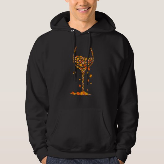 Glas aus Weinmapfelblättern Herbst Wein trinken Hoodie (Vorderseite)