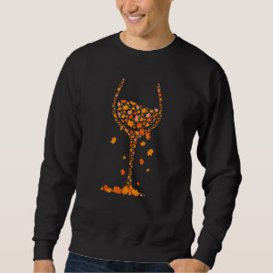 Glas aus Weinmapfelblättern Herbst Wein trinken Sweatshirt